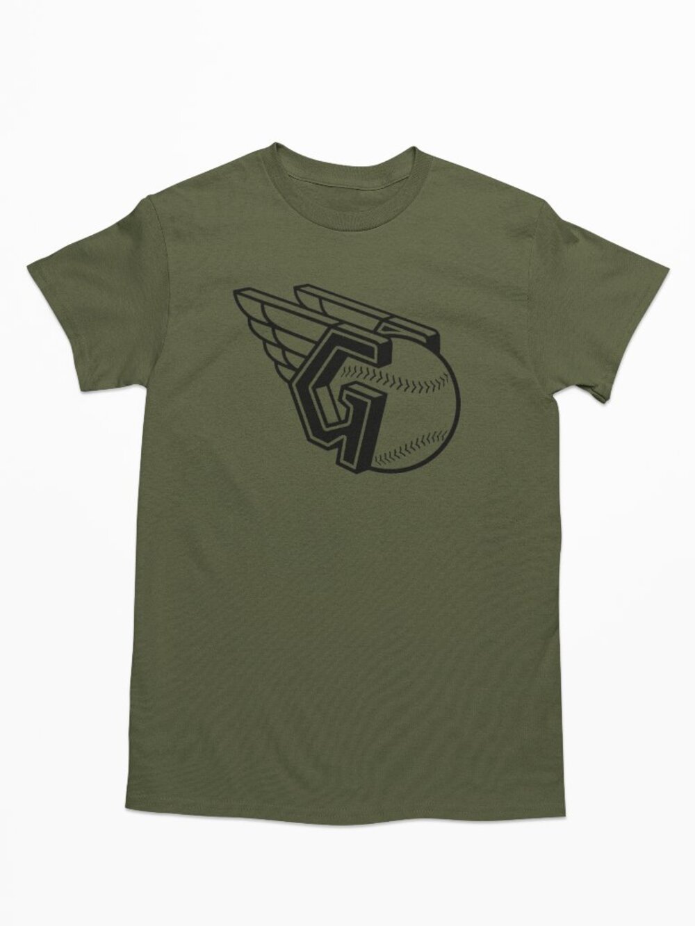 NEW Cleveland Guardians Wing G Ball Logo T-Shirt MILITARY ARMY GREEN